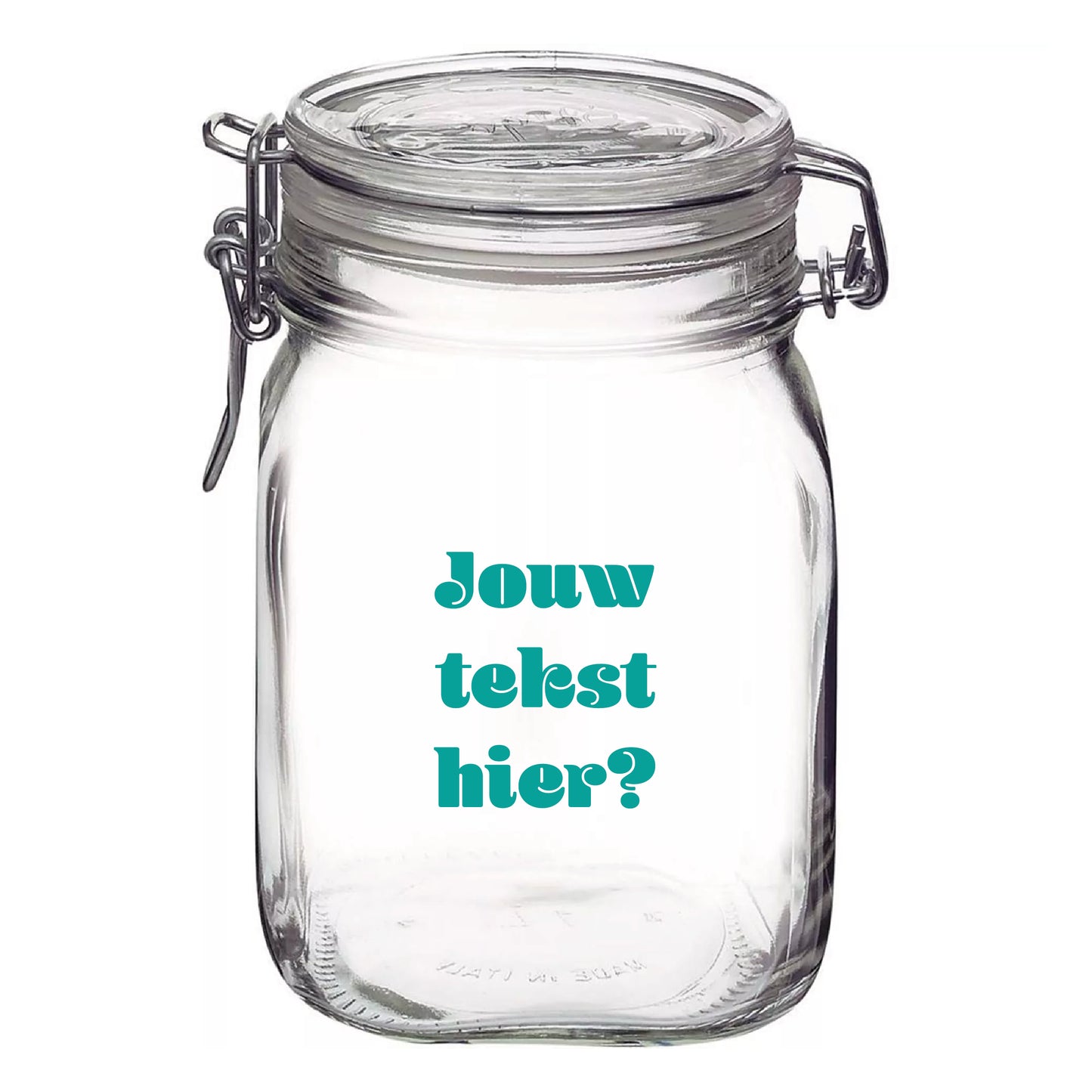 Weckpot bedankje (voor juf/meester) – 1 Liter Glazen Pot (16 cm Hoog)