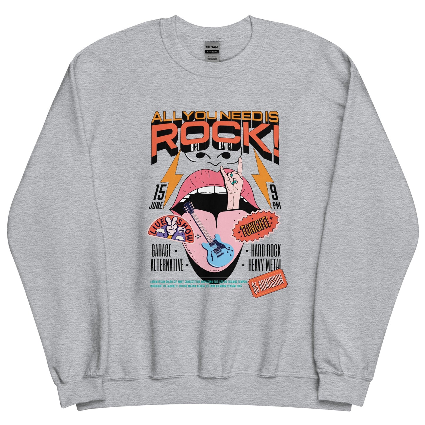 All you need is rock - Heren sweatshirt (Donker print)