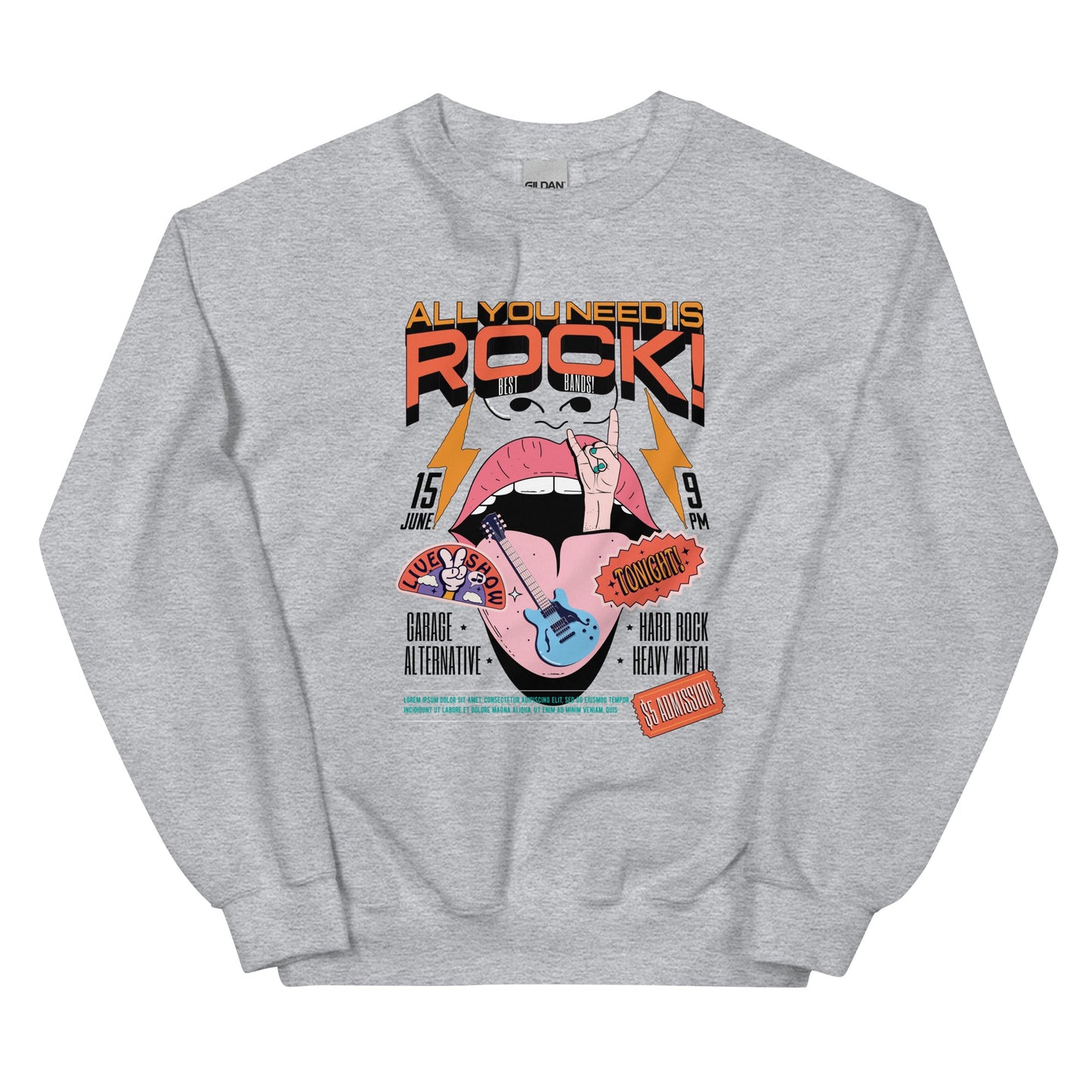 All you need is rock - Heren sweatshirt (Donker print)