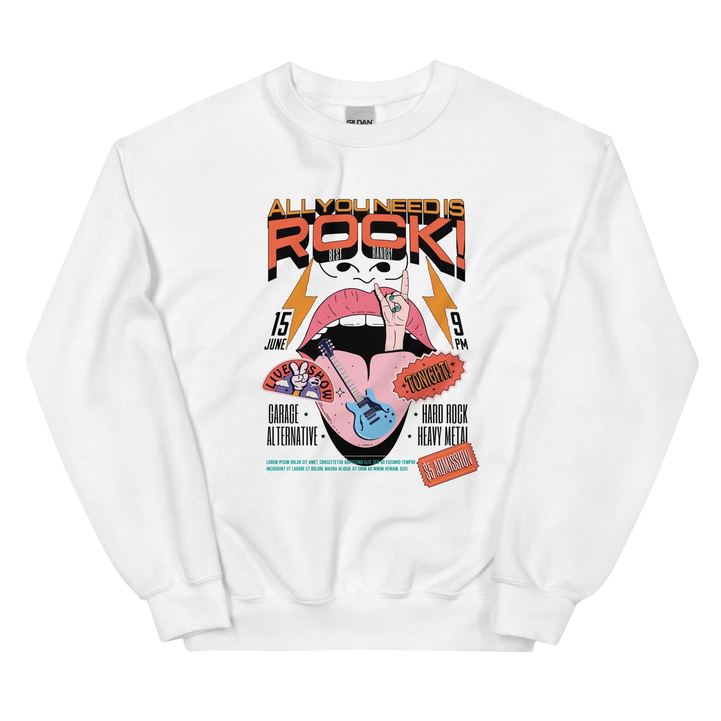 All you need is rock - Heren sweatshirt (Donker print)