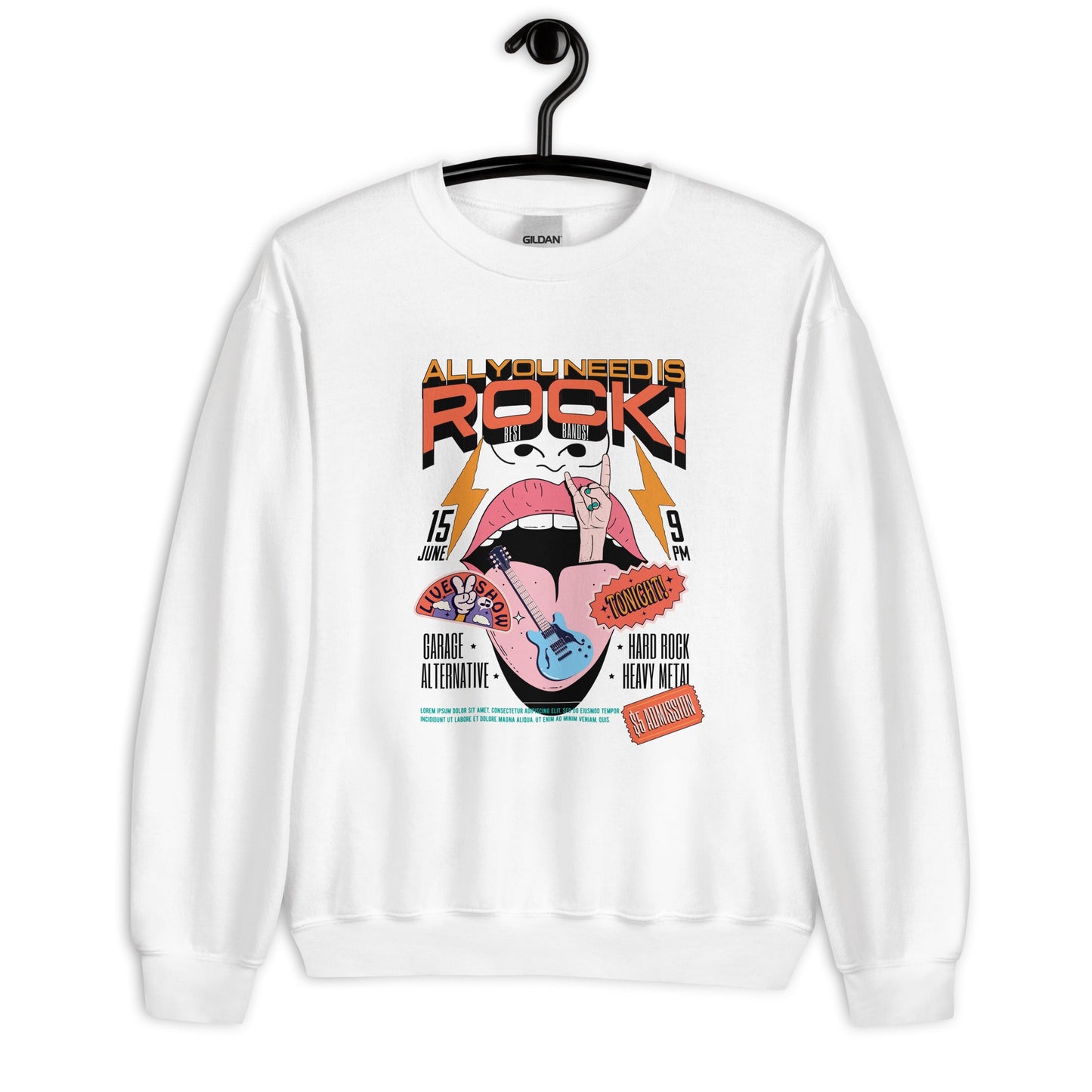 All you need is rock - Heren sweatshirt (Donker print)