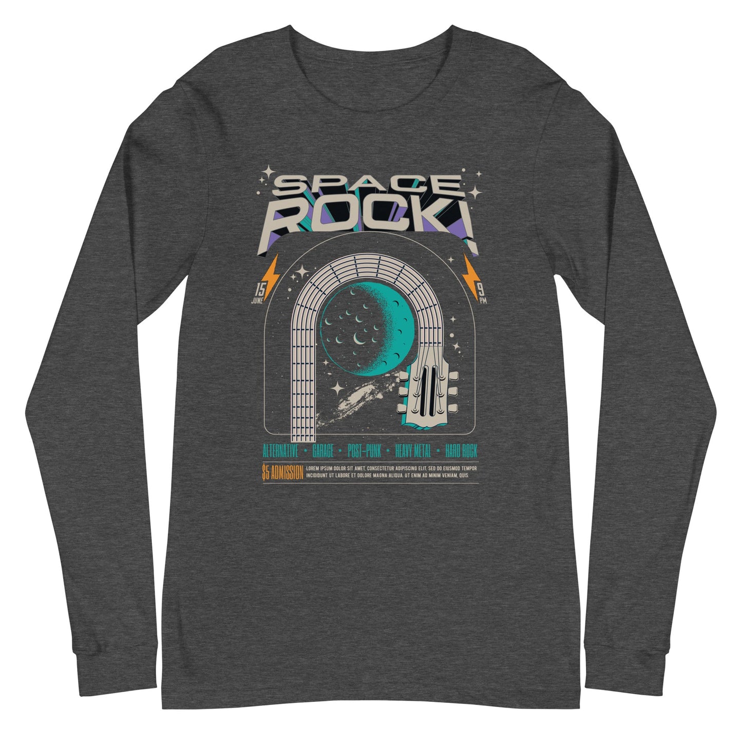 Space Rock - Heren Long Sleeve T-Shirt (Print voor)