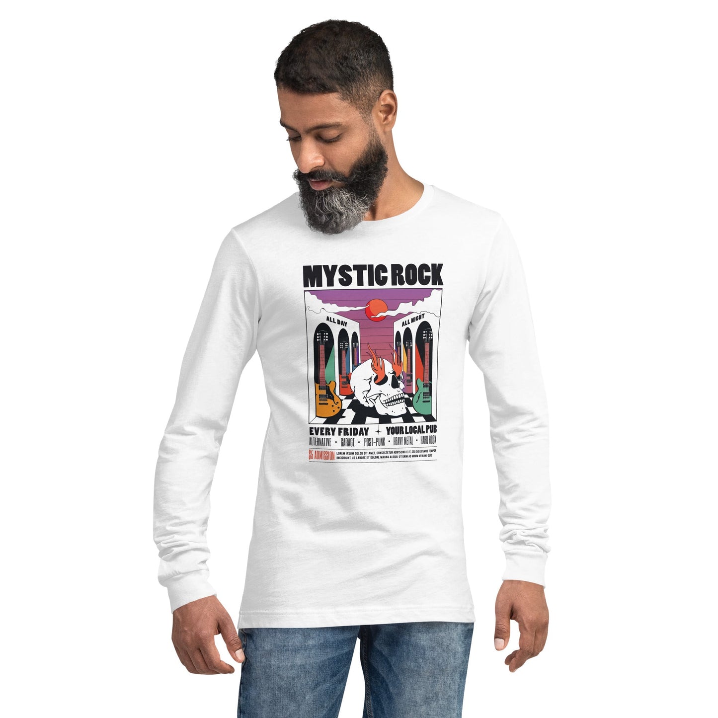 Mystic Rock - Heren Long Sleeve T-Shirt (Print voor)