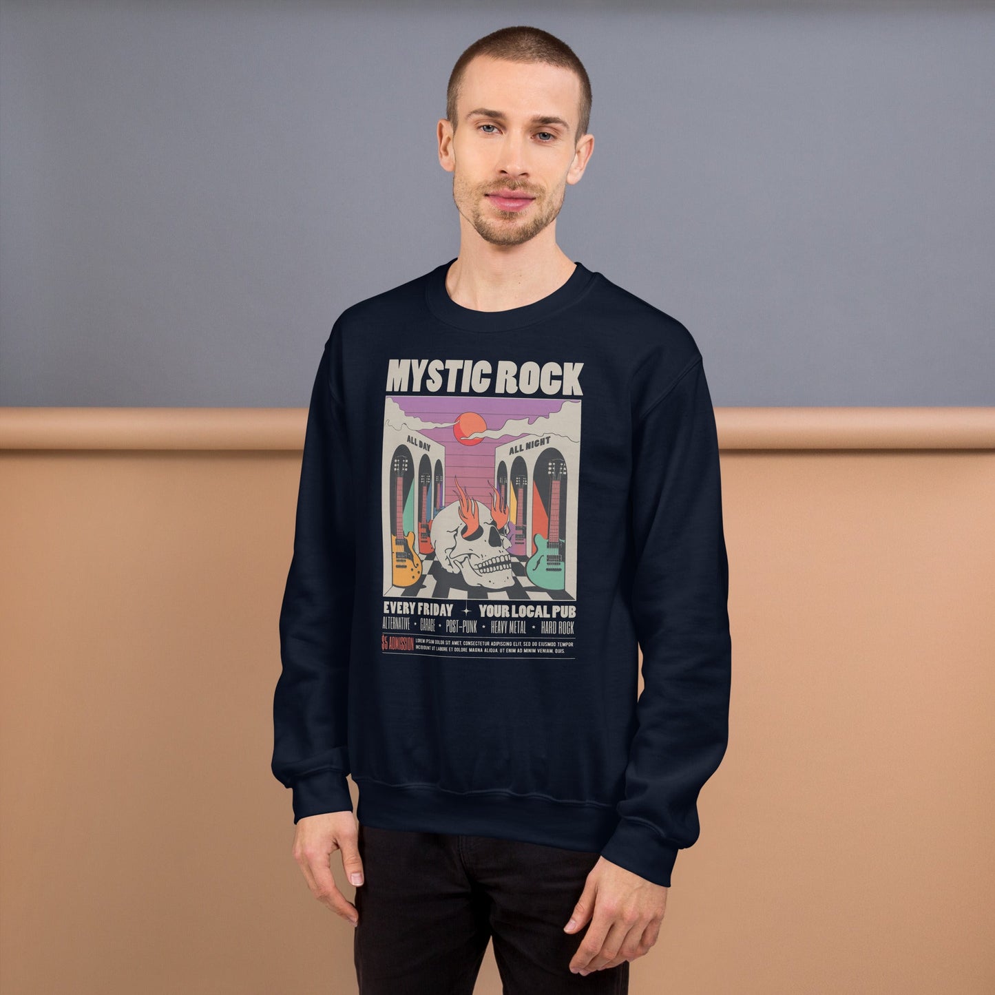 Mystic Rock - Heren Sweatshirt Donker (Print voor)