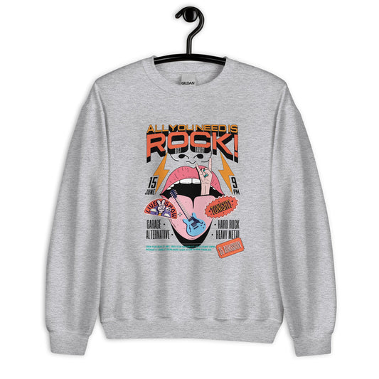All you need is rock - Heren sweatshirt (Donker print)