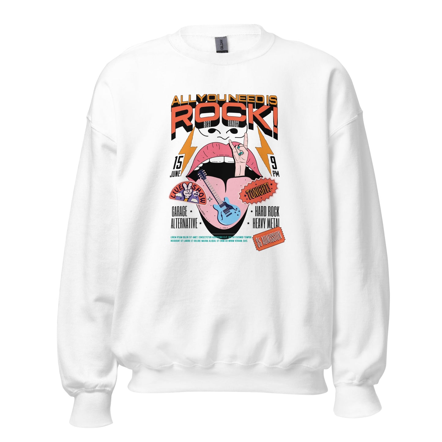 All you need is rock - Heren sweatshirt (Donker print)