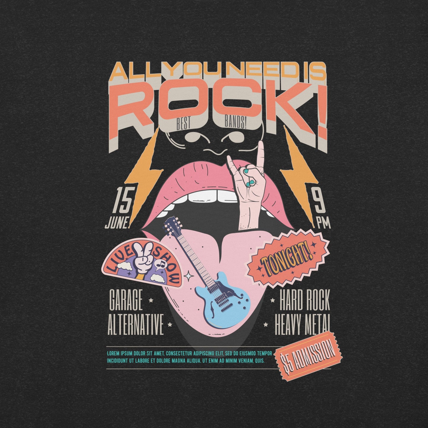 All You Need is Rock - Heren T-Shirt (Print voor)