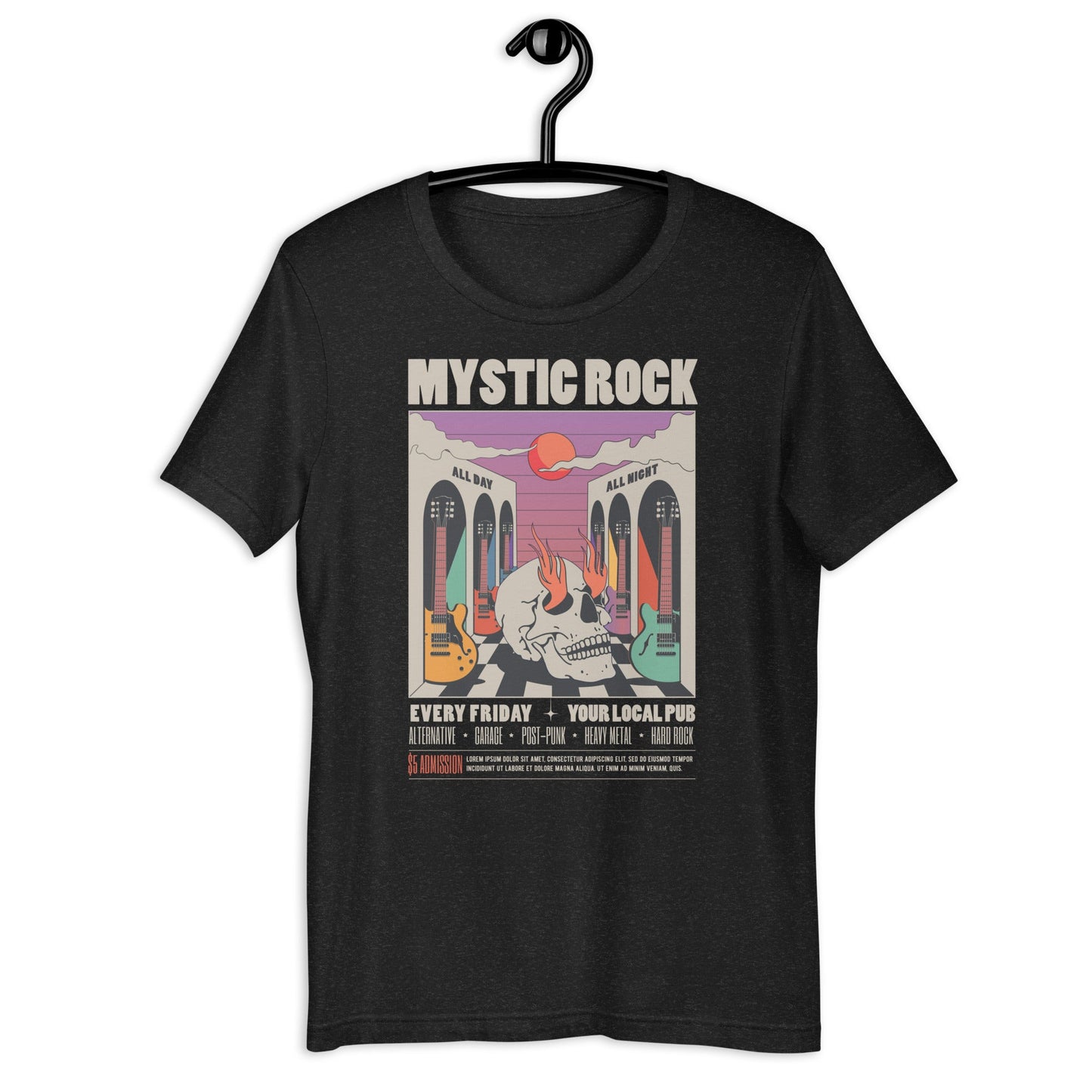 All You Need is Rock - Heren T-Shirt Donker (Print voor)