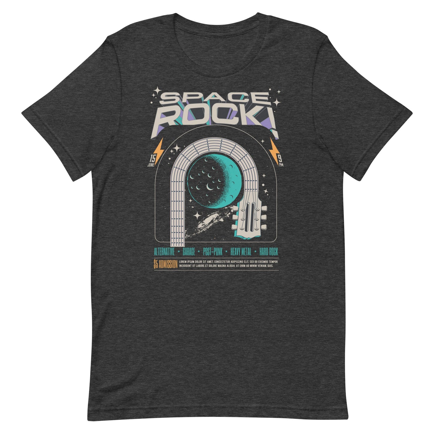 Space Rock - Heren T-Shirt Donker (Print voor)
