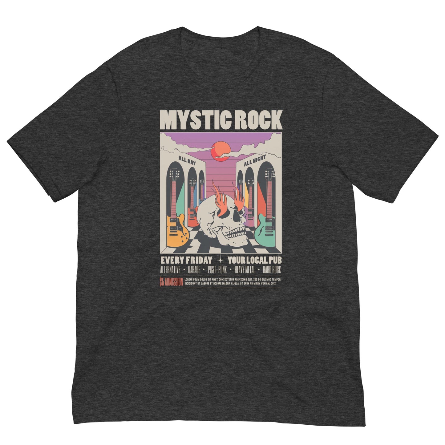 All You Need is Rock - Heren T-Shirt Donker (Print voor)