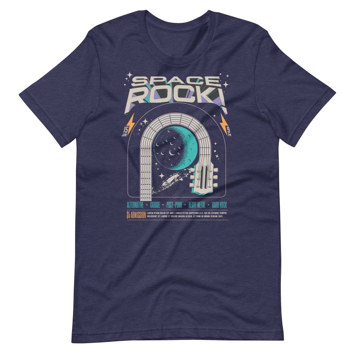 Space Rock - Heren T-Shirt Donker (Print voor)