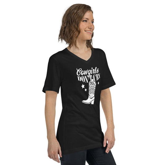 Cowgirls don't cry - Dames V-neck T-shirt donker (Print voor)